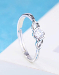 Karatcart Platinum Plated Elegant Classic Crystal Adjustable Ring For Women Valentine day's gift