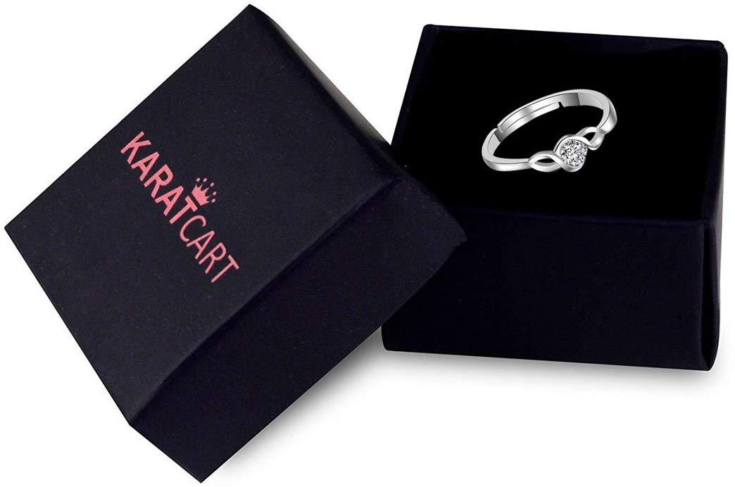 Karatcart Platinum Plated Elegant Classic Crystal Adjustable Ring For Women Valentine day's gift