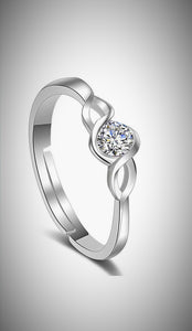 Karatcart Platinum Plated Elegant Classic Crystal Adjustable Ring For Women Valentine day's gift